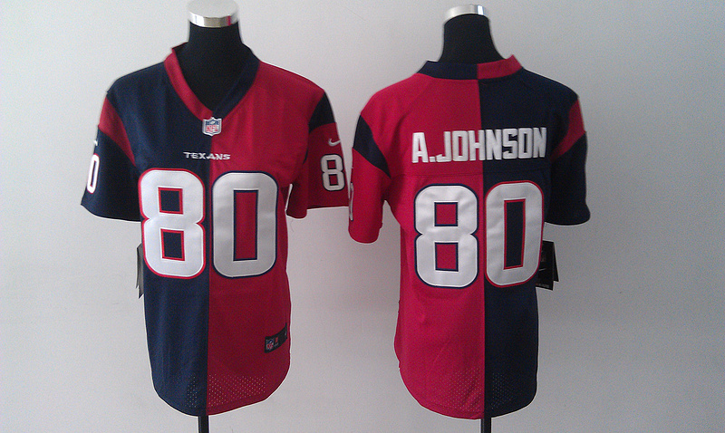 Houston Texans #80 A.Jdhnson Half And Half Women Jersey