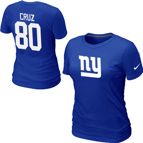  Nike New York Giants Victor Cruz Name& Number Womens TShirt Blue 21 