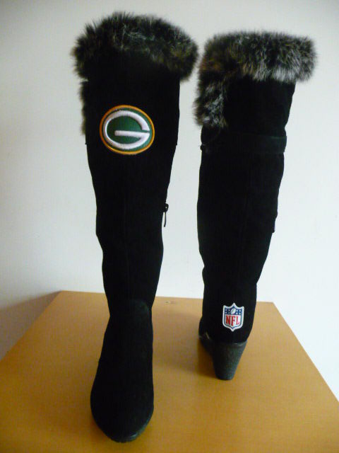 NFL Green Bay Packers Cuce Shoes Womens Cheerleader Boots Black