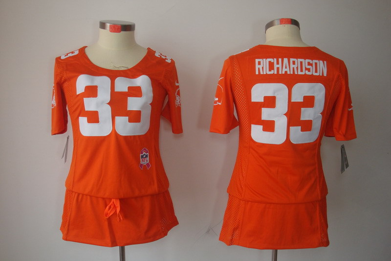 NFL Cleveland Browns #33 Richardson Orange Women Breast Cancer Awareness Jersey