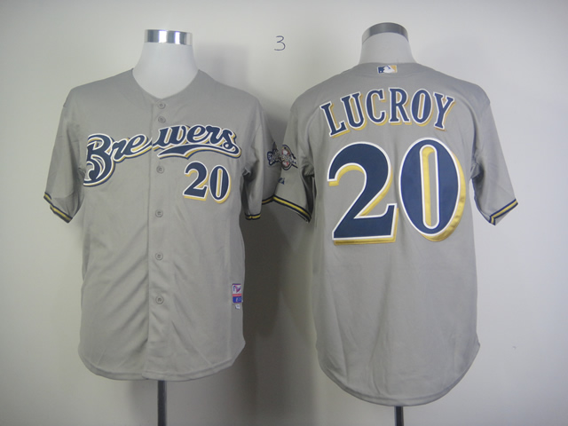 MLB Milwaukee Brewers #20 Lucroy Grey Jersey