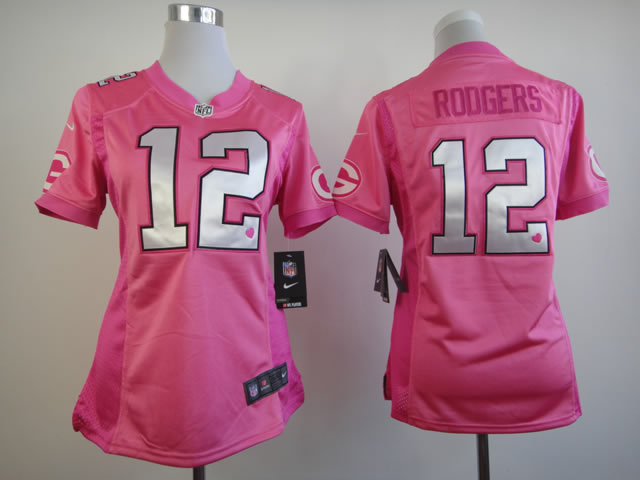 NFL Green Bay Packers #12 Rodgers Women Pink Jersey