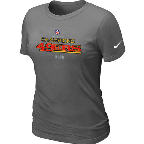  Nike San Francisco 49 ers 2012 NFC Conference Champions Trophy Collection Long D- Grey Womens TShirt 10 