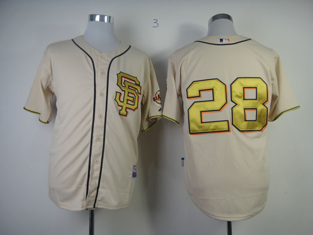 MLB San Francisco Giants #28 Golden Letters Jersey Cream Coloured