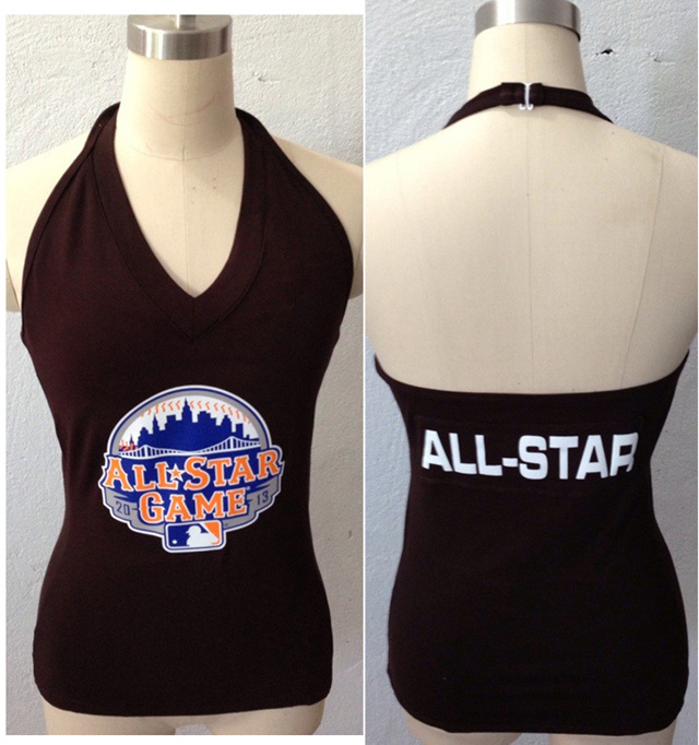 All Star Game MLB Womens All Sports Couture  Blown Coverage Halter Top Light Black