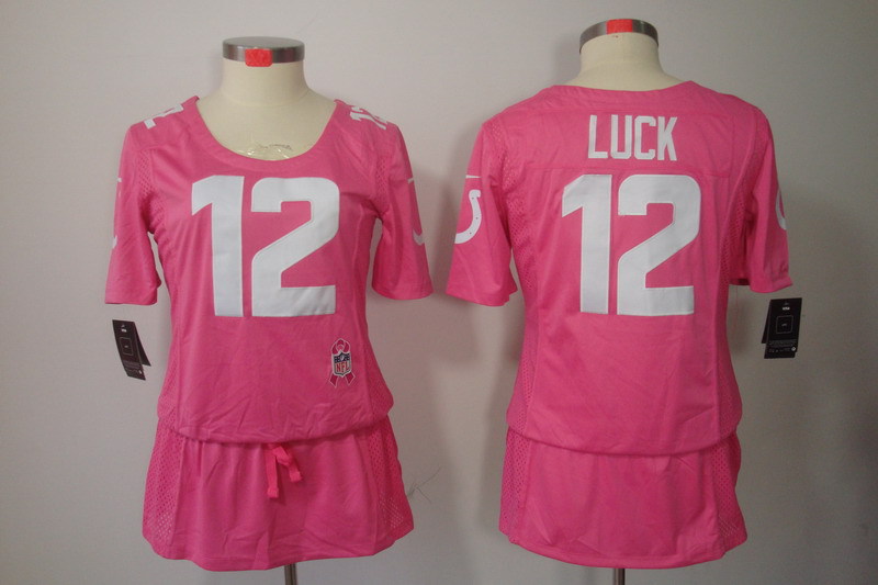 NFL Indianapolis Colts #12 Luck Pink Women Breast Cancer Awareness Jersey
