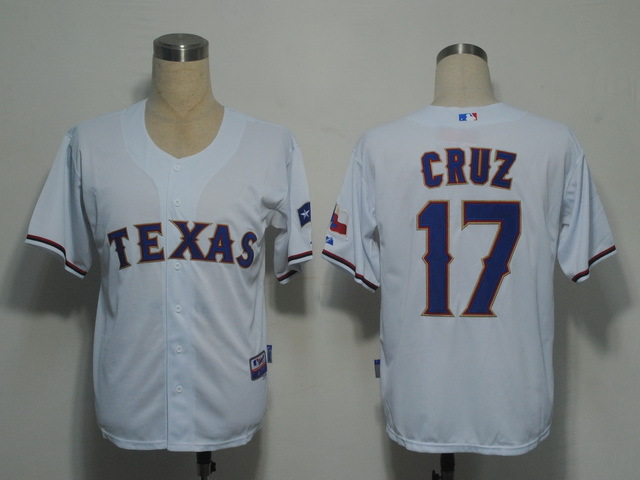 MLB Jerseys Texas Rangers 17 cruz White Cool Base