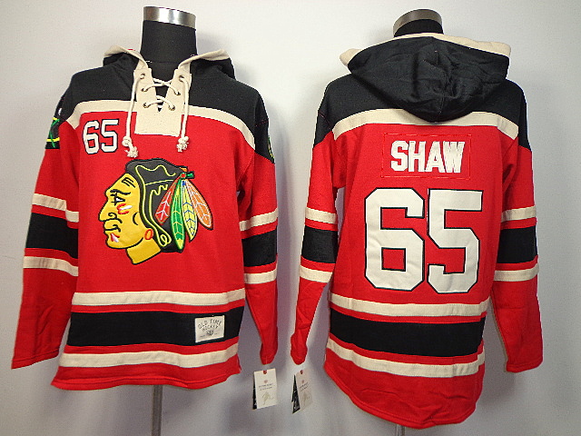 NHL Chicago Blackhawks #65 Shaw Red Hoodie