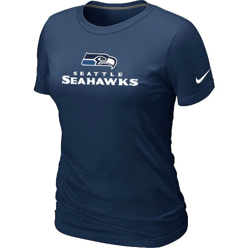  Nike Seattle Seahawks Sideline Legend Authentic Font Womens TShirt D- Blue 3 