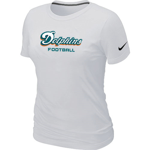  Nike Miami Dolphins Sideline Legend Authentic Font Womens TShirt White 7 