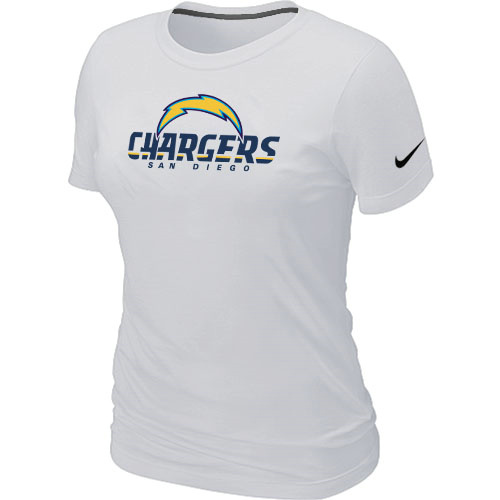  Nike San Diego Chargers Authentic Logo Womens TShirt White 2 