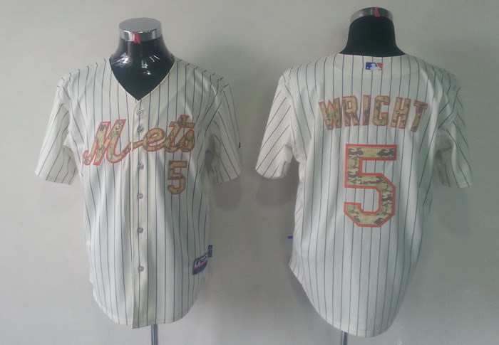 MLB New York Mets #5 Wright White Camo Jersey