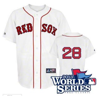 Boston Red Sox #28 Adrian Gonzalez Jersey white 2013 World Series Patch