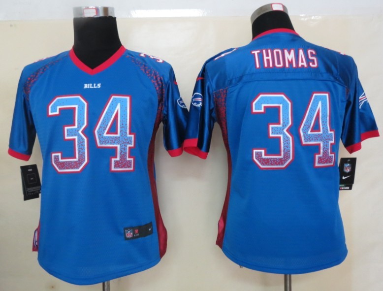 Women 2013 New Nike Buffalo Bills 34 Thomas Drift Fashion Blue Elite Jerseys