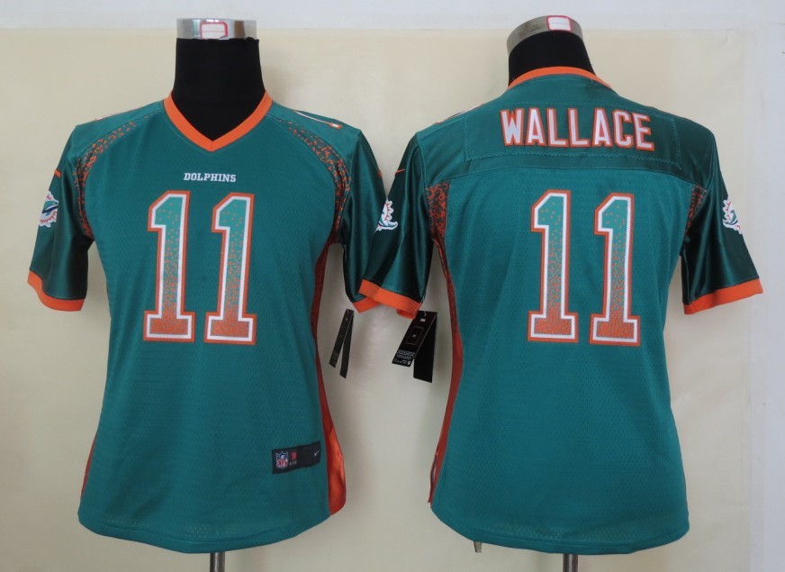 Women 2013 New Nike Miami Dolphins 11 Wallace Drift Fashion Green Elite Jerseys