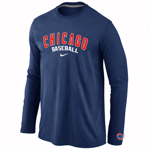 Nike Chicago Cubs Long Sleeve T-Shirt D.Blue