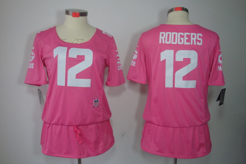 NFL Green Bay Packers #12 Rodgers Pink Women Breast Cancer Awareness Jersey