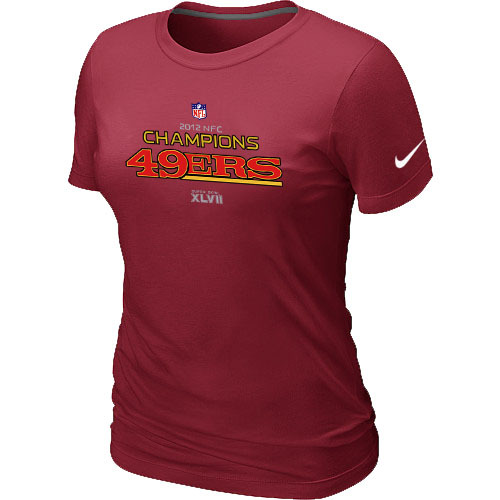  Nike San Francisco  4 9 ers 2012 NFC Conference Champions Trophy Collection Long Red Womens TShirt 4 