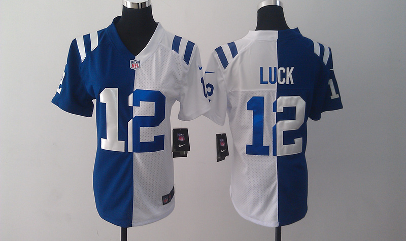 Indianapolis Colts #12 Luck Women Half and Half Jersey