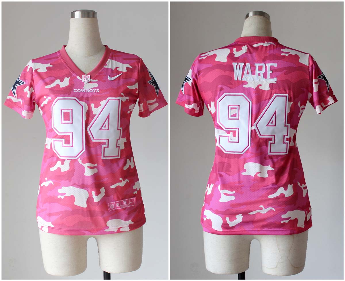 Nike Dallas Cowboys #94 Ware Women Pink Camo Jersey