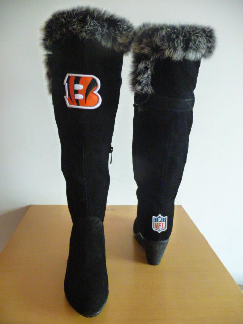 NFL Cincinnati Bengals Cuce Shoes Womens Cheerleader Boots Black