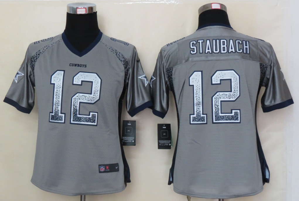 Women 2013 NEW Nike Dallas cowboys 12 Staubach Drift Fashion Grey Elite Jerseys