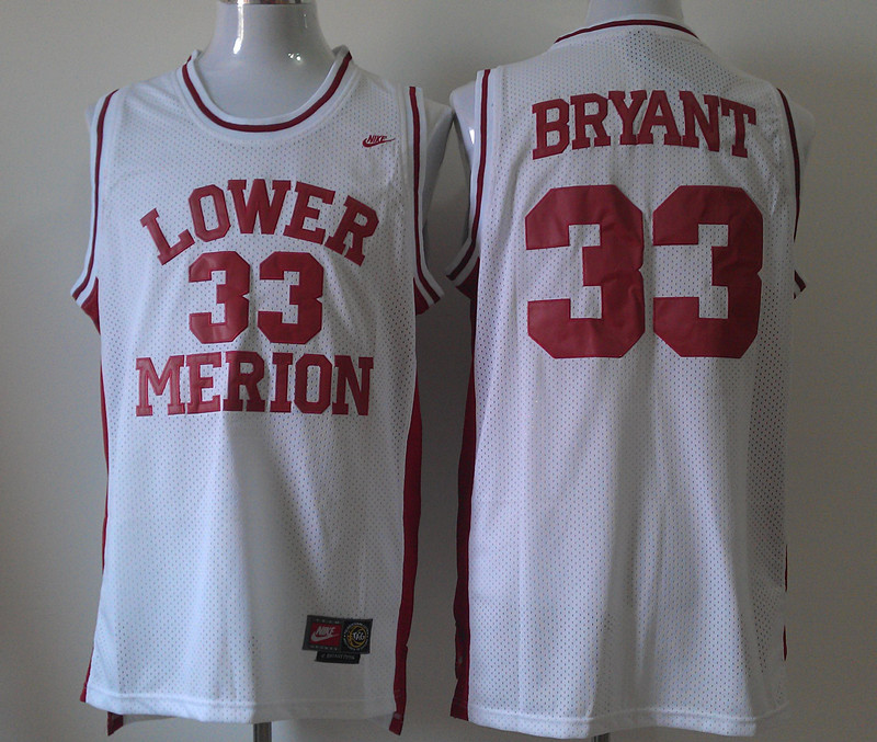 Nike NCAA Lower Merion High School #33 Kobe Bryant Basketball Throwback White Jerseys