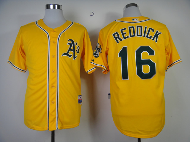 MLB Oakland Athletics #16 Reddick Yellow Jersey