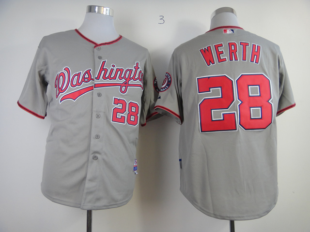 MLB Washington Nationals #28 Werth Jersey Grey