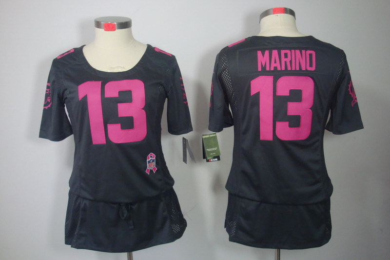 NFL Miami Dolphins #13 Marino Grey Women Breast Cancer Awareness Jersey