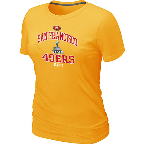  San Francisco 49 ers Super BowlXLVII Heart& Soul Yellow Womens TShirt 52 