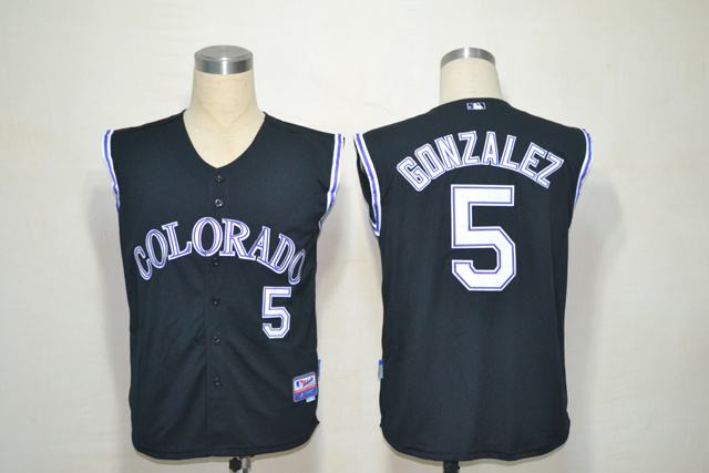 MLB Colorado Rockies #5 Gonzalez Short Sleeves Jersey - Black