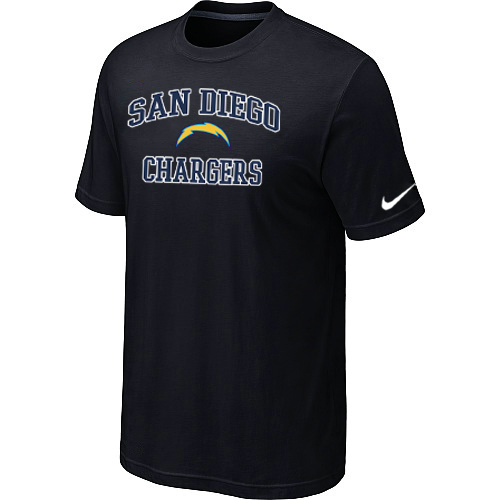  San Diego Chargers Heart& Soul Black TShirt 86 