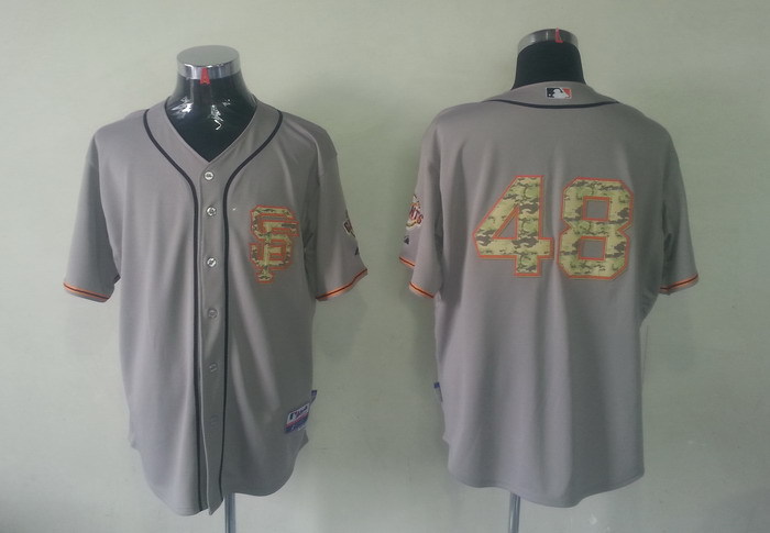 MLB San Francisco Giants #48 Pablo Sandoval 2013 USMC Road Cool Base Grey Jerseys