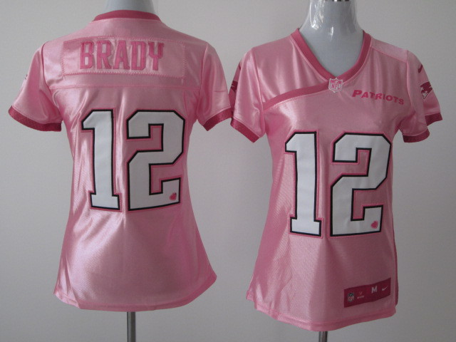 Nike New England Patriots #12 Brady Pink Women Jersey