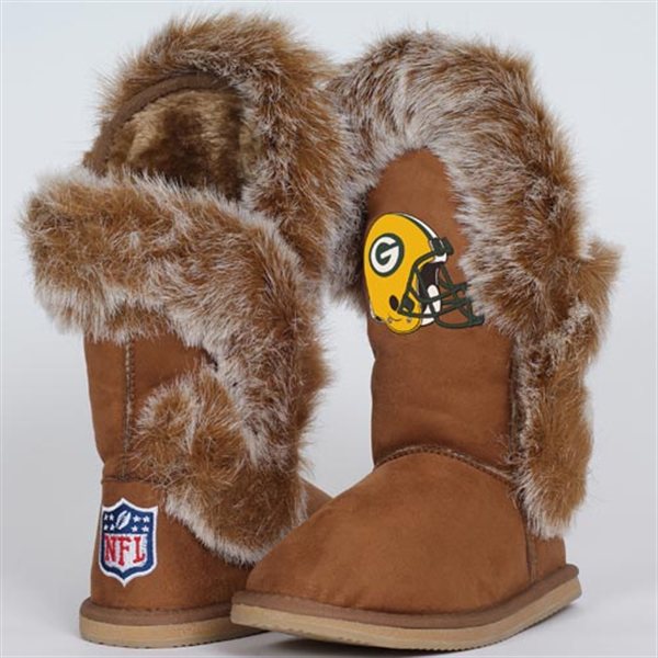 NFL Green Bay Packers Womens Cuce Shoes Ladies Fanatic Boots Brown