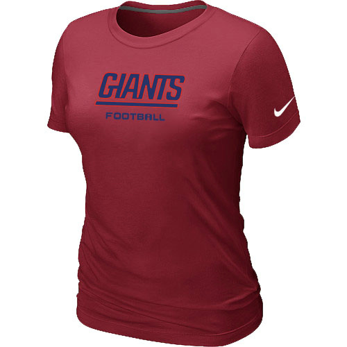  Nike New York Giants Sideline Legend Authentic Font Womens TShirt Red 8 