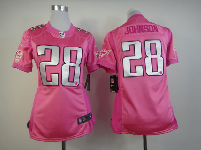 NFL Tennessee Titans #28 Johnson Women Pink Jersey