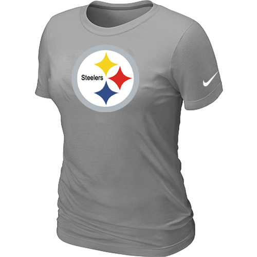  Pittsburgh Steelers L- Grey Womens Logo TShirt 66 