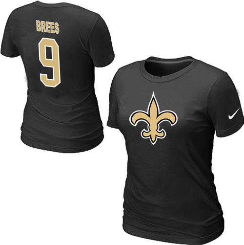 Nike New Orleans Saints Drew Brees Name & Number Womens TShirt Black 12