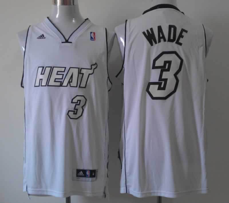 NBA Miami Heat #3 Wade White Color White Number Jersey