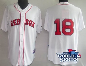 Boston Red Sox #18 Daisuke Matsuzaka Home Jerseys white 2013 World Series Patch
