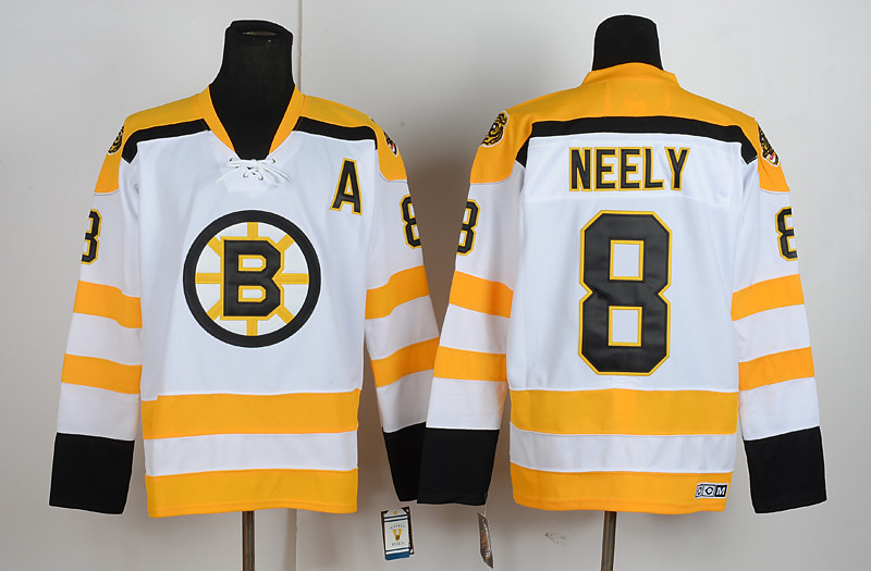 Boston Bruins #8 Cam Neely White Jersey