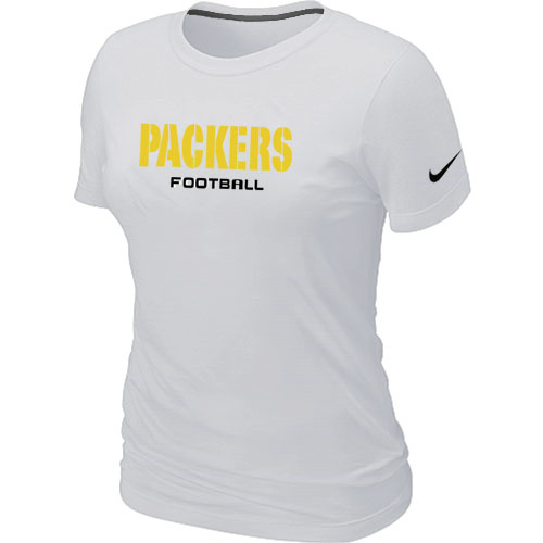  Nike Green Bay Packers Sideline Legend Authentic Font Womens TShirt White 37 