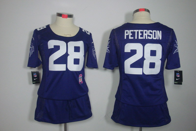 NFL Minnesota Vikings #28 Peterson Women Blue Breast Cancer Awareness Jersey