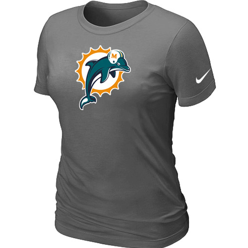  Miami Dolphins D- Grey Womens Logo TShirt 58 
