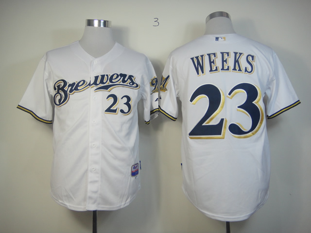 MLB Milwaukee Brewers #23 Weeks white Jerseys