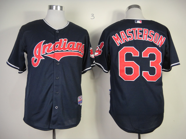 MLB Cleveland Indians #63 Masterson Dark Blue Jersey