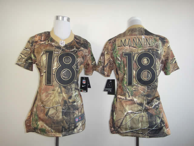 NFL Nike Denver Broncos #18 Manning Women Camo Jersey