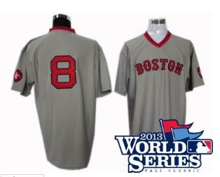 Boston Red Sox #8 Carl Yastrzemski 1975 Road mitchell&ness grey jersey 2013 World Series Patch